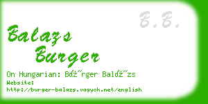 balazs burger business card